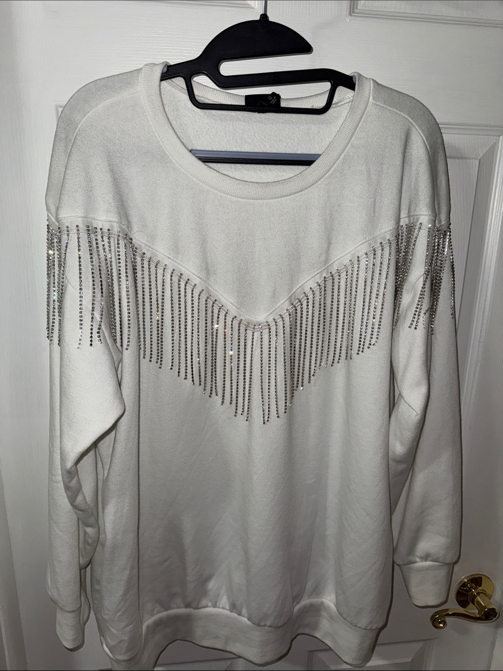 Torrid Size 0 Drop Shoulder Rhinestone Fringe Sweatshirt